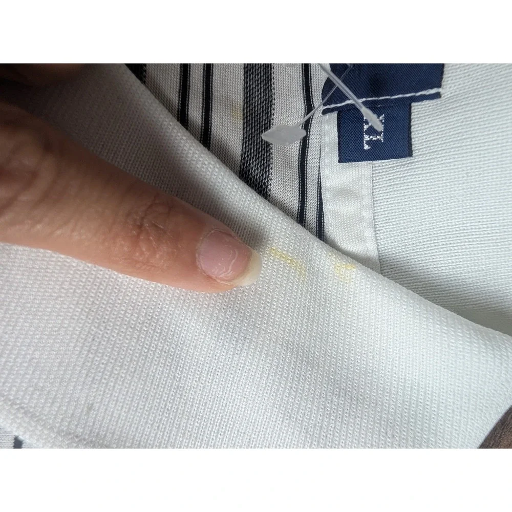 Polo Golf Ralph Lauren Men's XL White Gray Striped Pima Cotton Golf Polo Shirt
